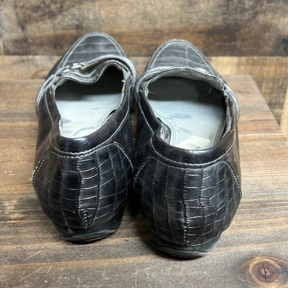 LifeStride Dallas Faux Leather Slip-on Croc Embossed Comfort Loafer Pewter Sz 11